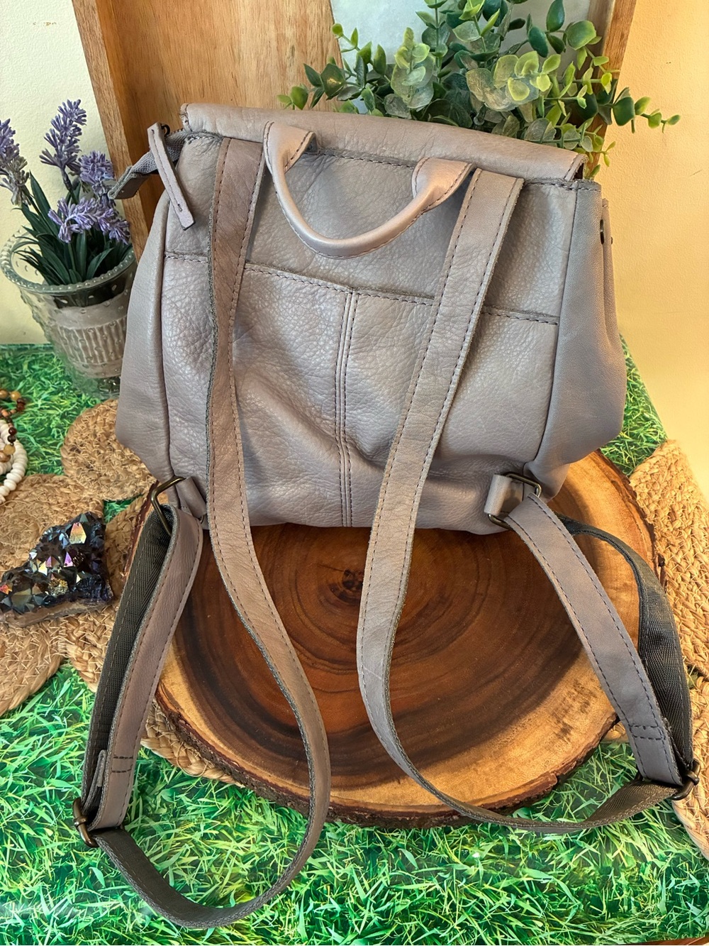 American Leather Gray Cleveland Convertible Backpack Purse - Picture 2 of 9